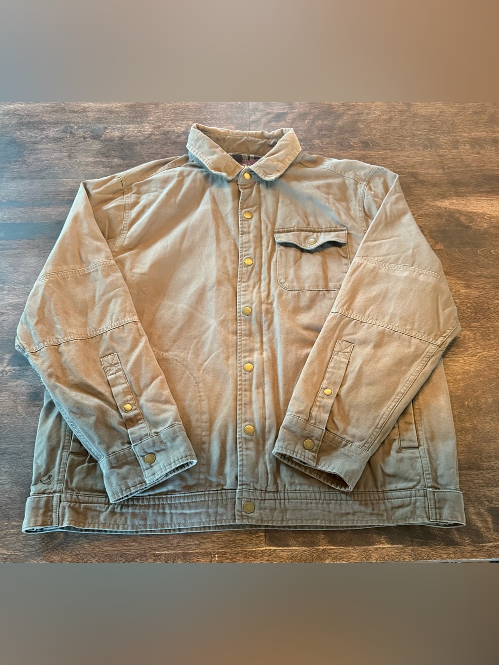 Alesbury Men's Casual Canvas Work Jacket - Brown Flannel Lined